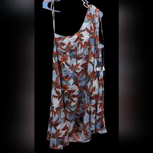 Red Carter One Shoulder Tassel Dress- Size Medium 8